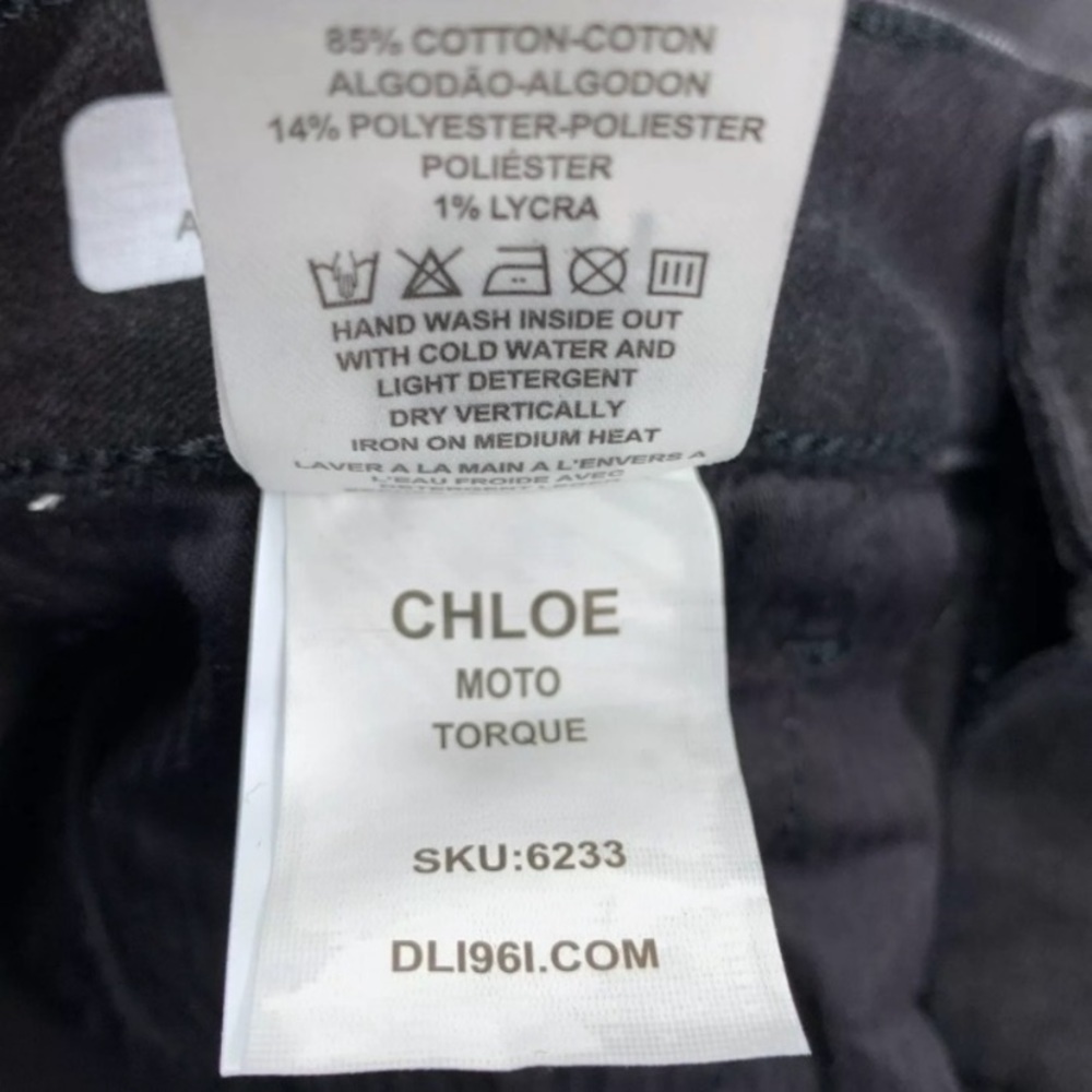 𝅺DL1961 Chloe Moto Skinny Jeans Girl 14 Torque - Picture 6 of 7